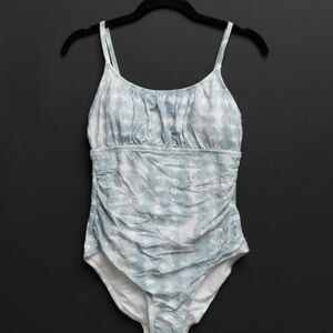 Kona Sol Sky Blue Ruched One Piece Swimsuit